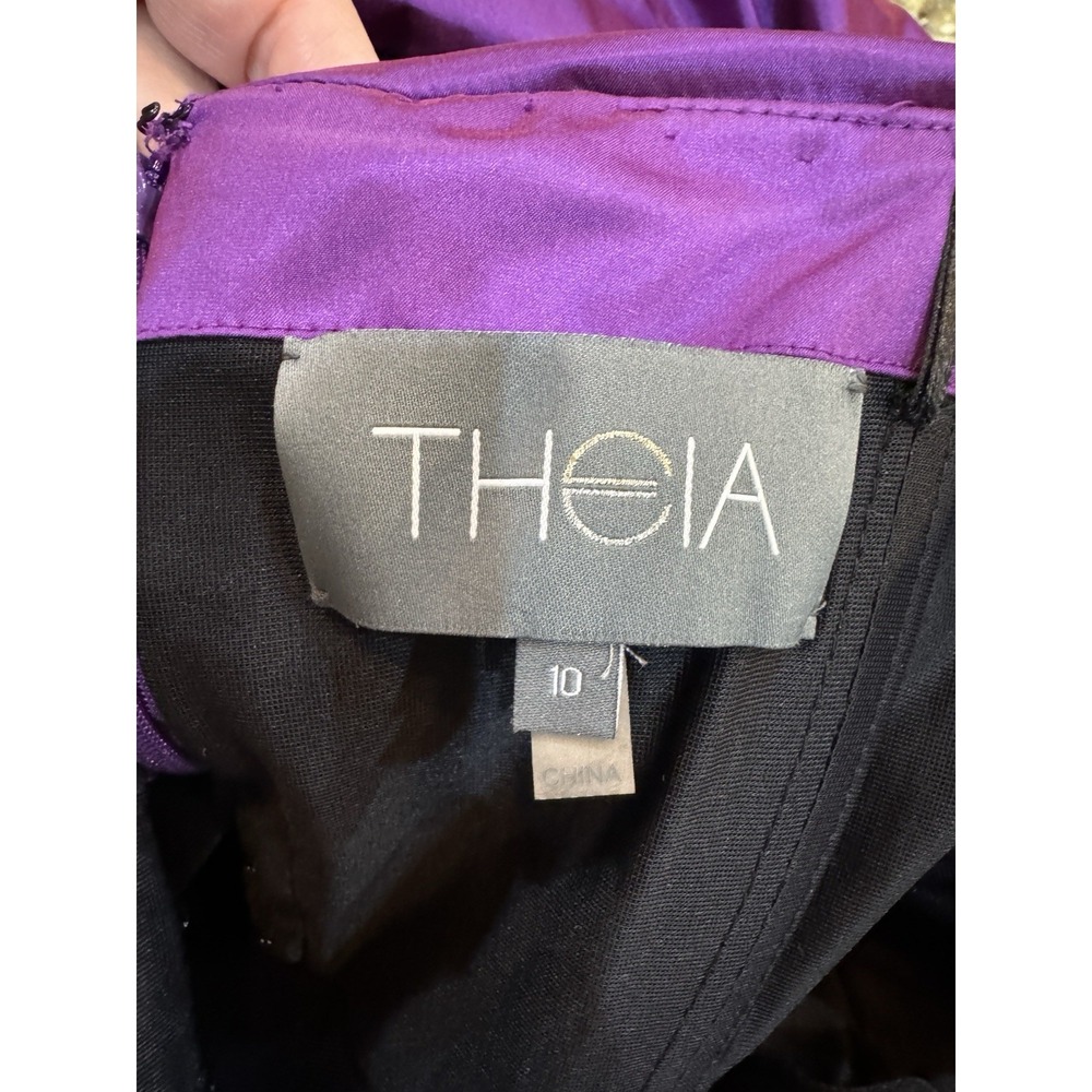 Theia Couture 880828 Orchid Taffeta Ruched Off‎ Shoulder Stretch Gown Size 10 - Picture 4 of 15